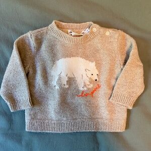 Bonpoint ALMIRE POLAR BEAR BABY SWEATER 18M